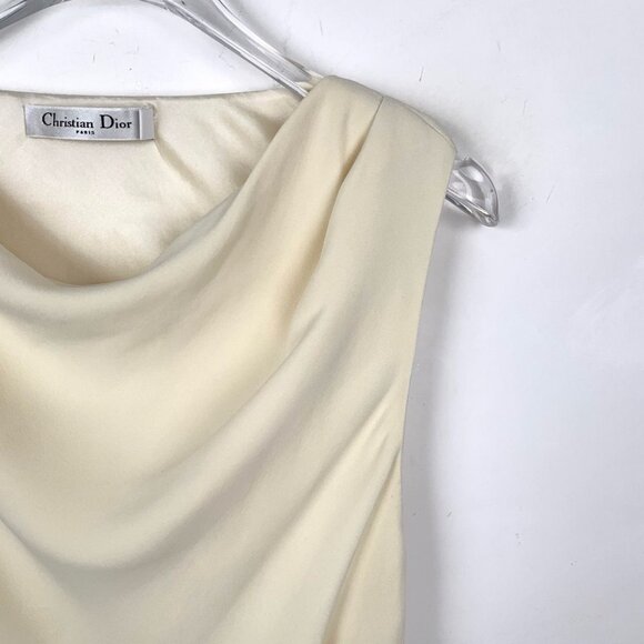Christian Dior Sleeveless Mixed Fabric Dress Mulberry Silk Blend Ivory & Texture - Picture 6 of 7
